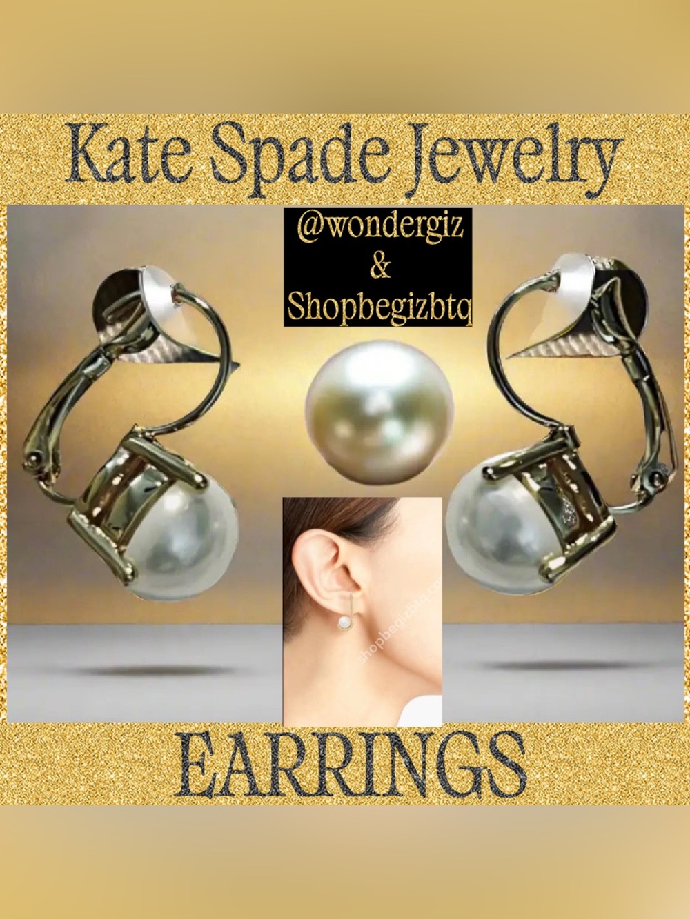 Kate Spade Authentic Cream Shine On Faux Pearl Gold-plated Earrings